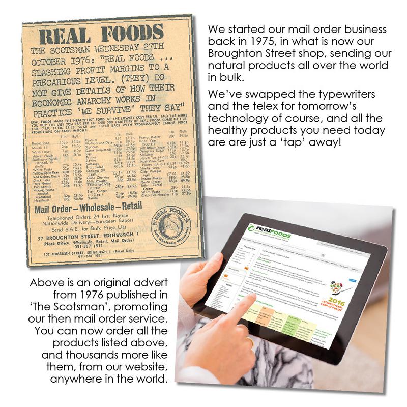 An original Real Foods advert from 1976 published in the Scotsman